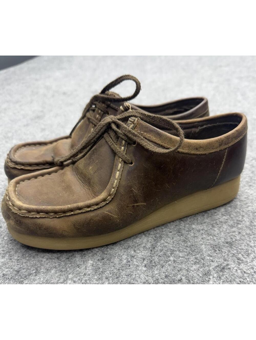 Clarks Padmora Wallabee Brown Leather Beeswax Oxford Loafer Boho Shoe Women 7.5
